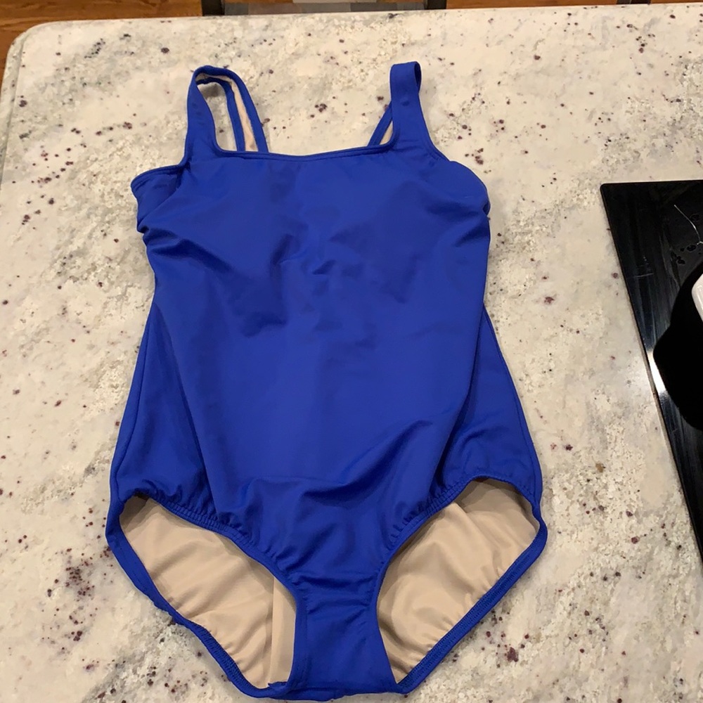 Lands End Blue Maillot Swimsuit sz 12P NWOT